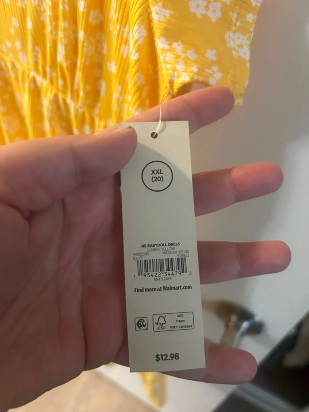 No Boundaries Yellow Floral V-Neck Tiered Swing Dress - XXL - Picture 2 of 4